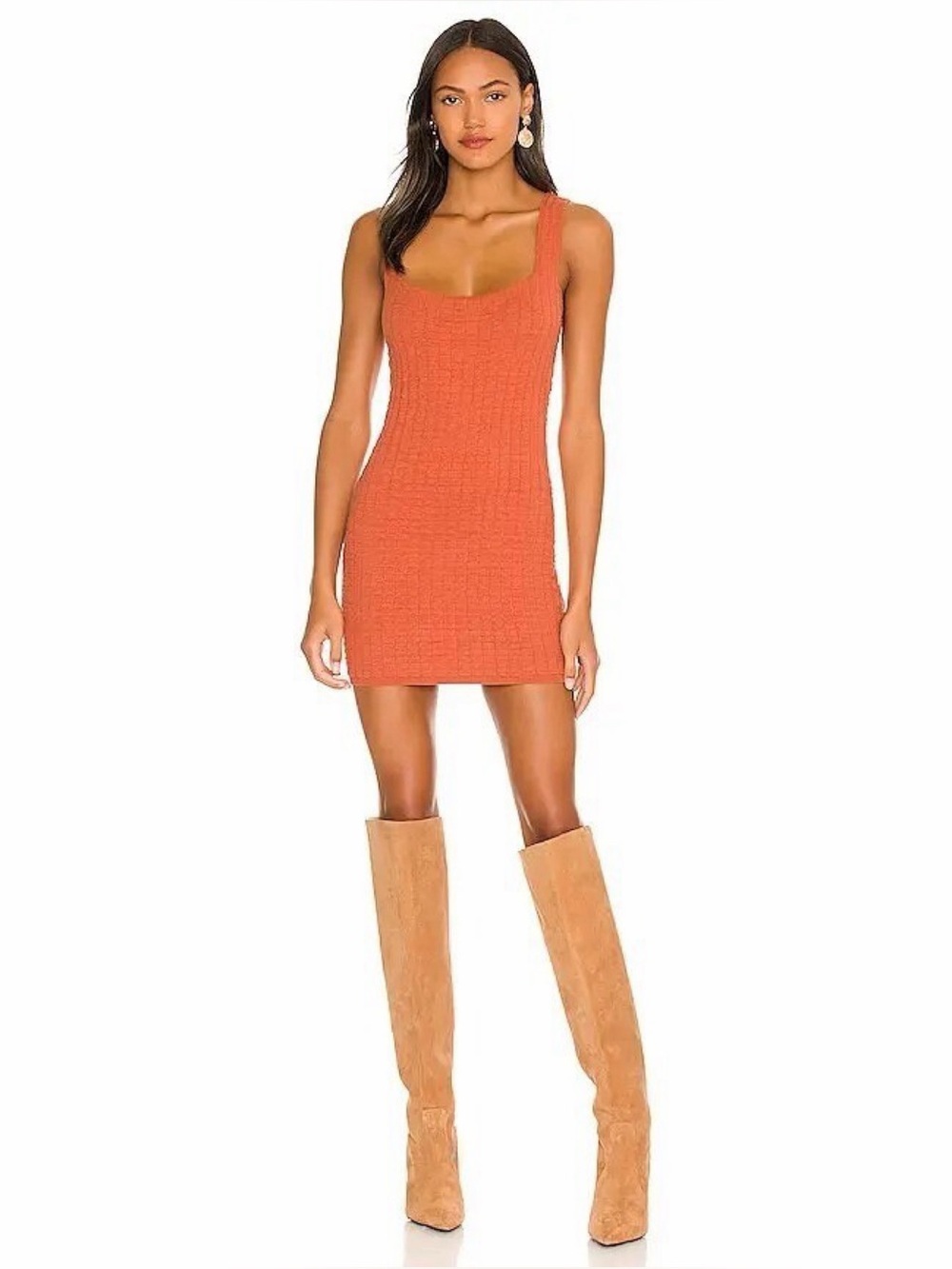 Free People Short And Sweet Mini Dress in Ambered Coral